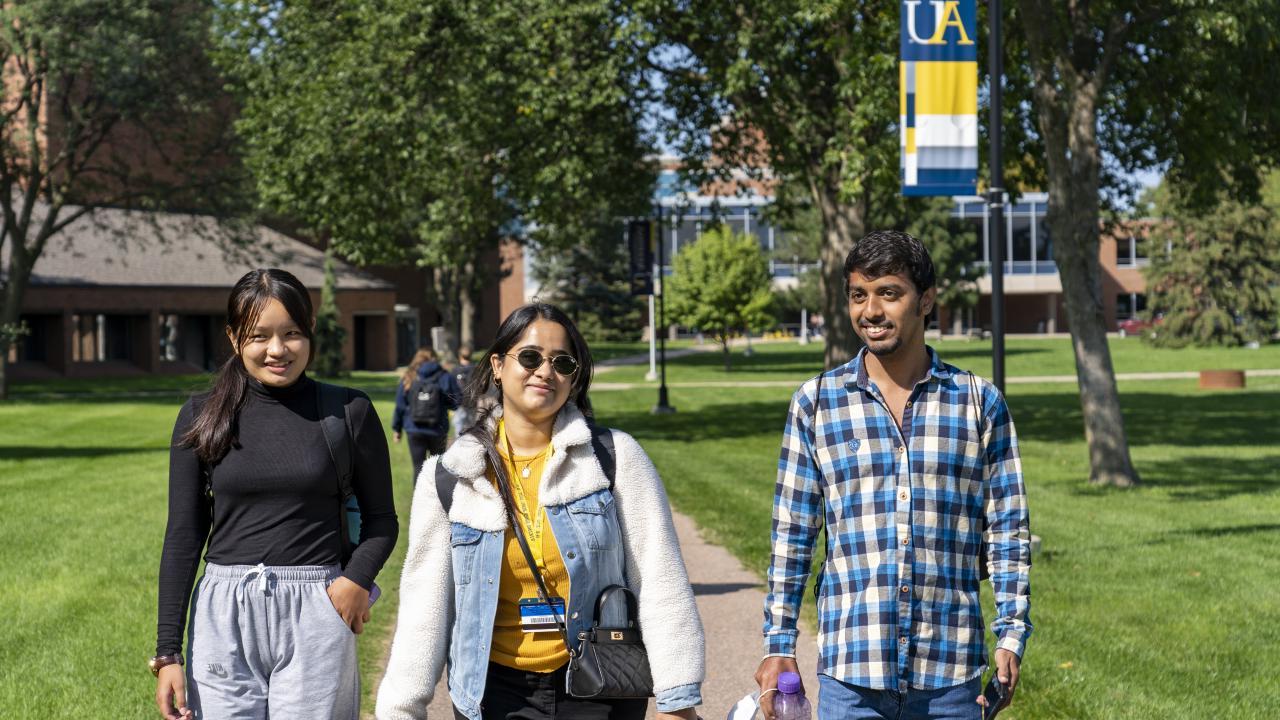 Students walking on campus